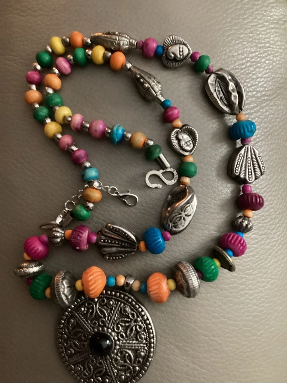 Handcrafted Multicolor Beaded Pendant Necklace - Boho Women